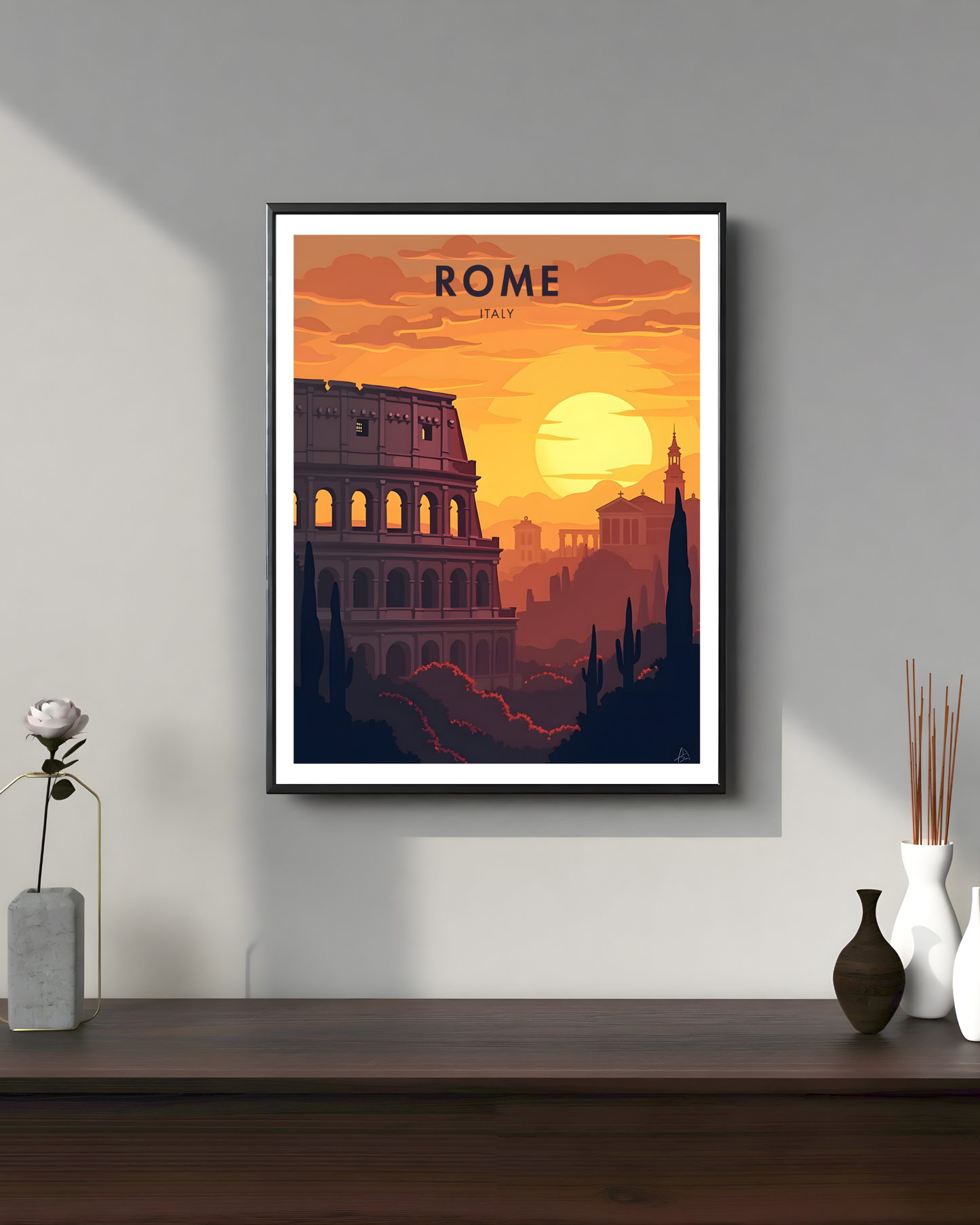 Rome Sunset Travel Poster