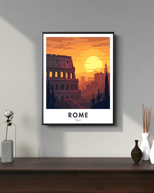 Rome Sunset Travel Poster