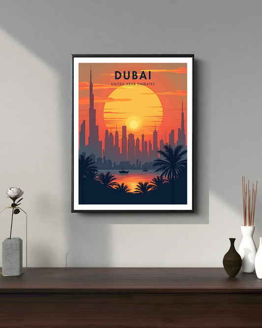 Dubai Sunset Travel Poster