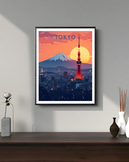 Tokyo Sunset Travel Poster