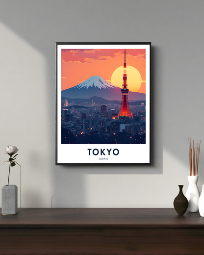 Tokyo Sunset Travel Poster
