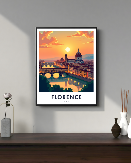 Florence Sunset Travel Poster