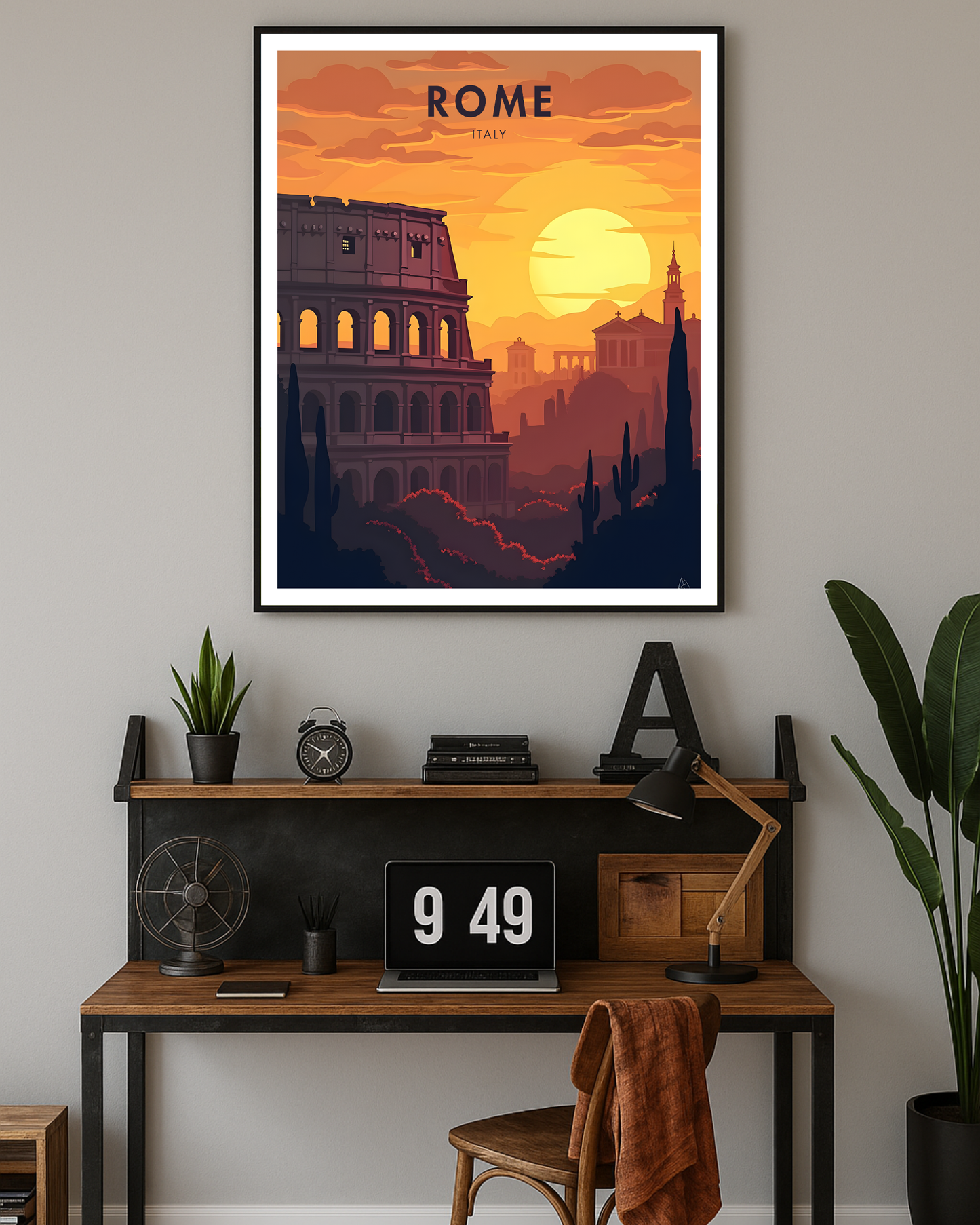 Rome Sunset Travel Poster