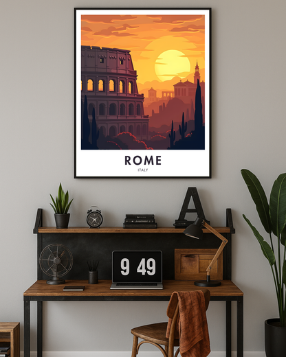 Rome Sunset Travel Poster